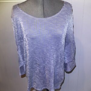 W5 Blue and Gray Ribbed Cuffed Sleeve Tunic